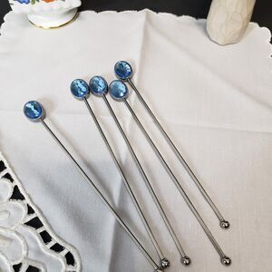 Lot of 5 Vintage Bombay Sapphire Gin Cocktail Swizzle Sticks Stirrers 7" Sticks